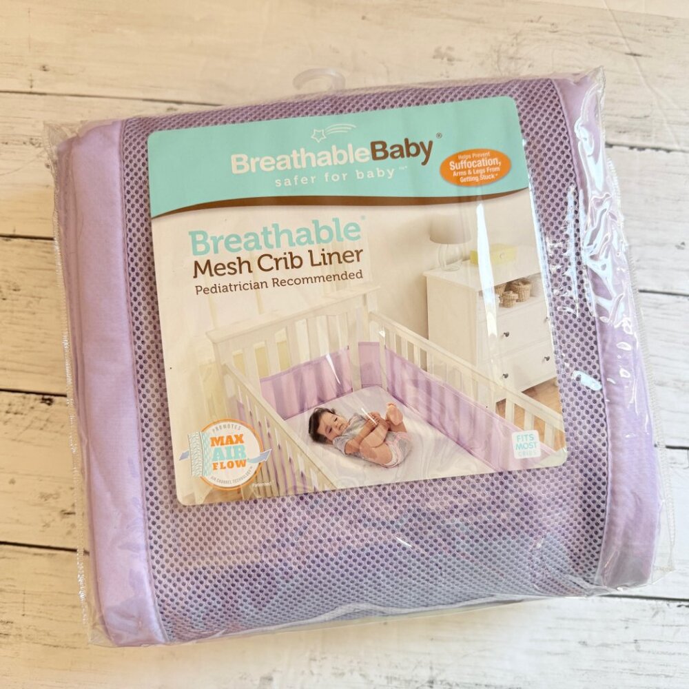 Breathable Mesh Baby Crib Liner - Lavender Purple